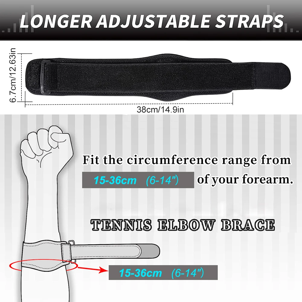 Tennis Elbow Braces for Tendonitis Golfer's Elbow Forearm Brace Straps Compression Pad Wraps Support Band Relief