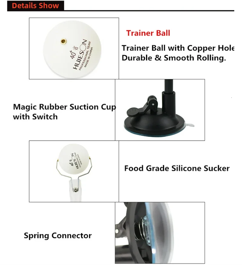 Description Picture 3 of itemHuieson Suction Cup Based Table Tennis Trainer with Fixed Bronze-Holed Balls for Fixed Position Stroking Self Training