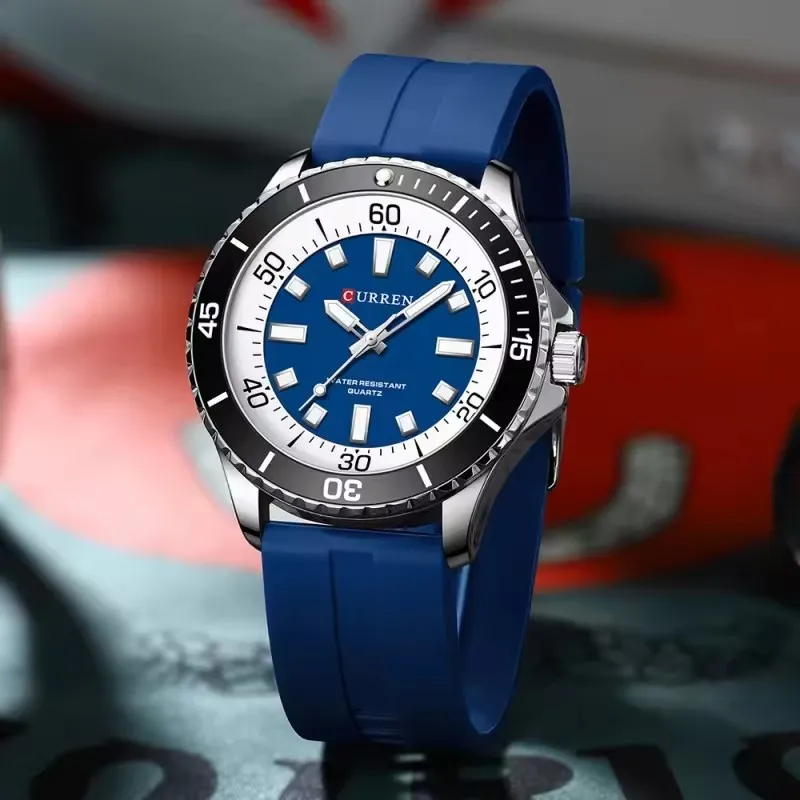 CURREN 8448 Men's Fashion Quartz Watch Outdoor Large Dial Luminous Waterproof Silicone Strap Sport Wristwatch reloj hombre 3