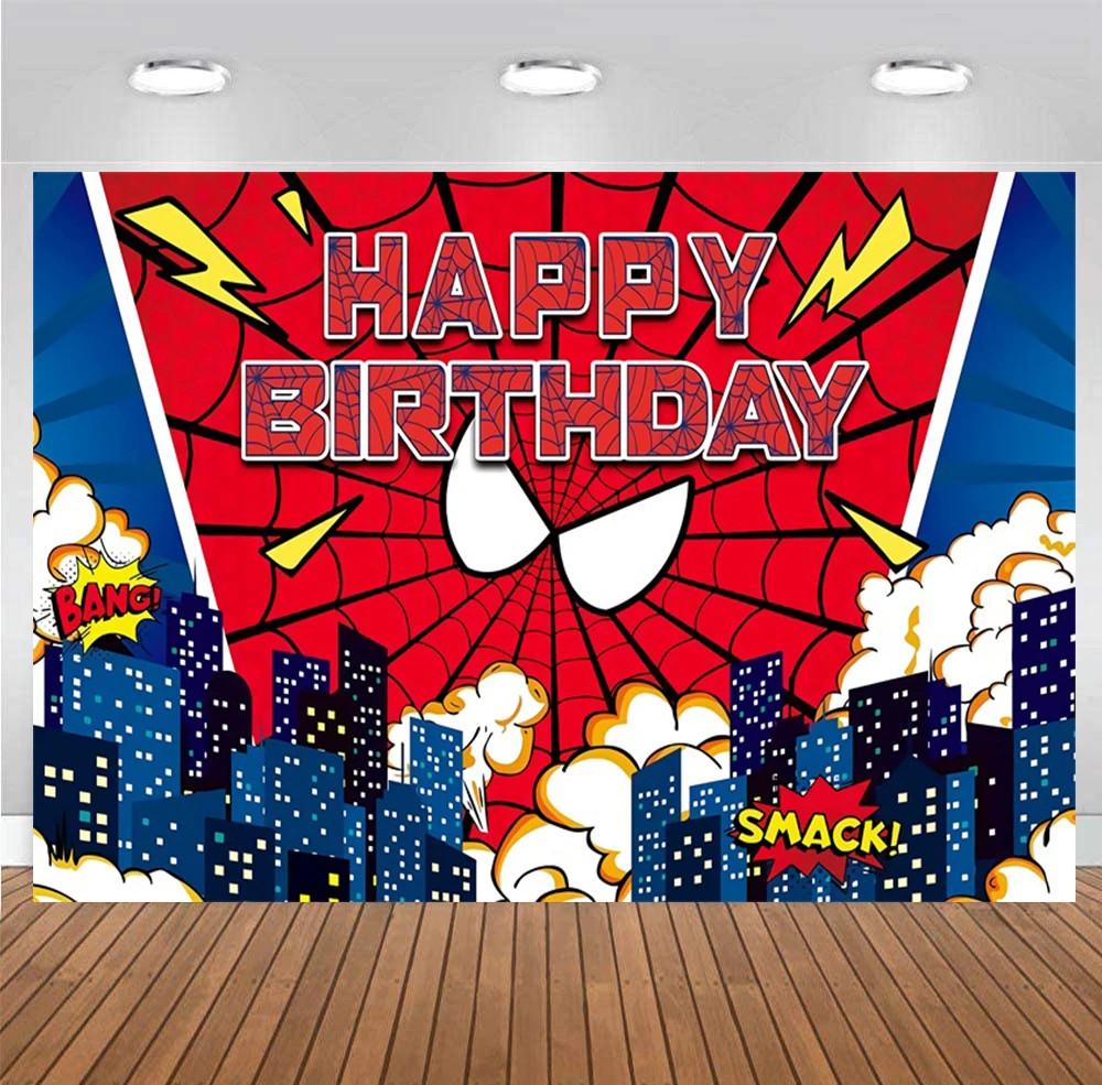 Superhero-Spidey-Spiderman-Backdrop-Boy-1st-Happy-Birthday-Party-Baby ...