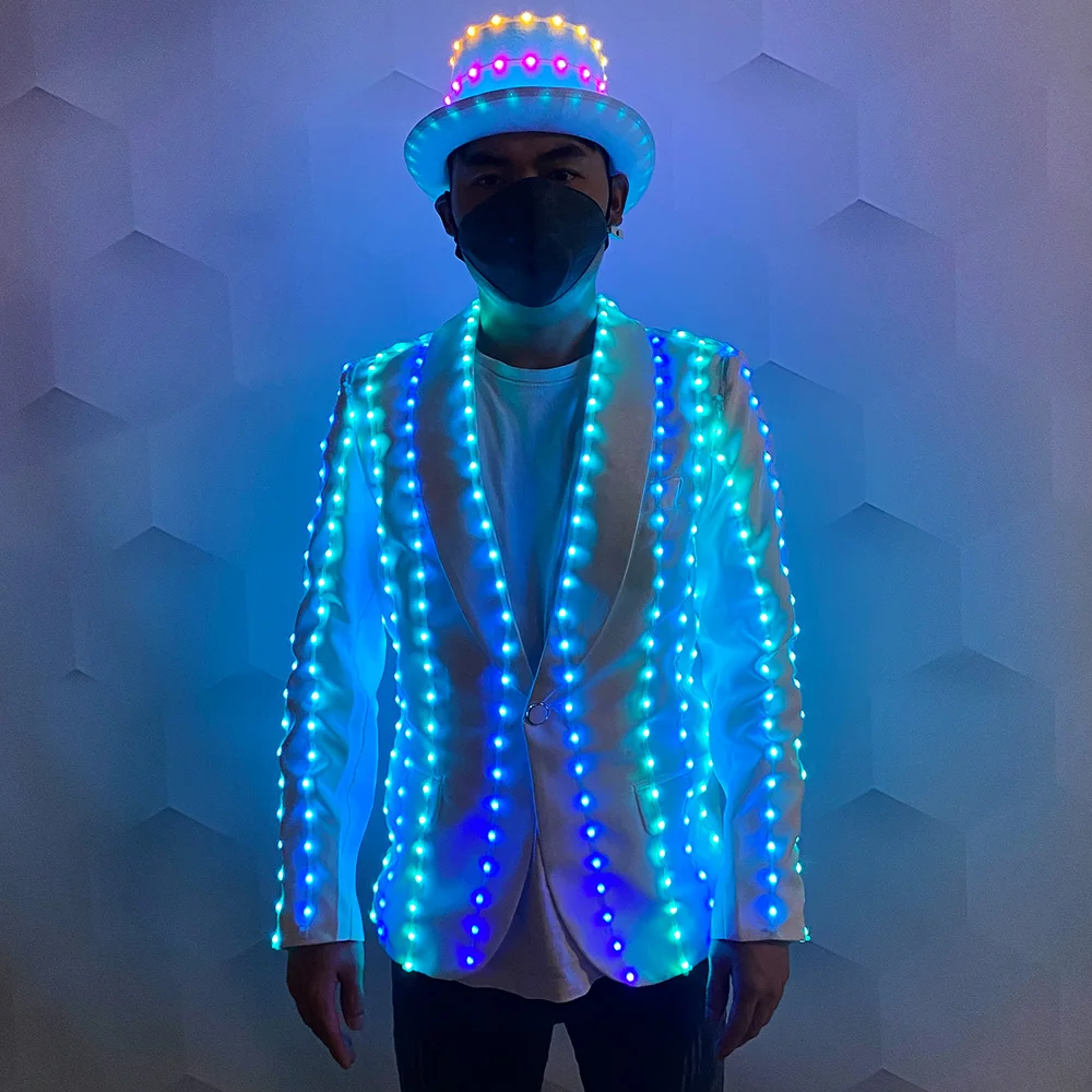 

LED suit clothing hat glow-in-the-dark stage dance performance clothing Nightclub lighting clothing led party clothing