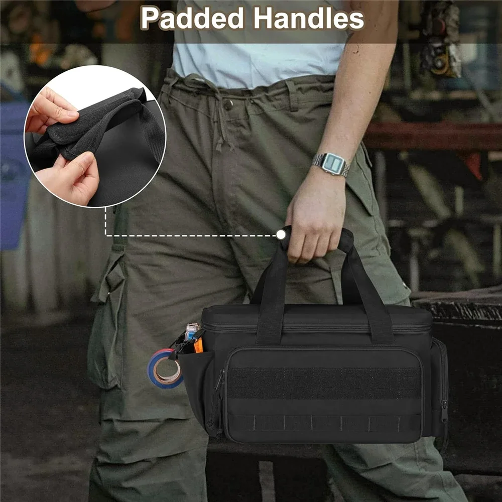 Tactical Tool Bag MultiFunction Work Organizer for Electrician Tool Repairmen Carpenters Non-Waterproof Thick Padded Bottom 6