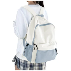Versatile Backpack for Teens and Adults - Stylish School, Travel, and Work Daypack (Beige with Blue)