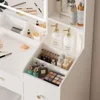 Vanity Desk Mirror and Lights, Makeup Table Charging Station, 45in Vanity Set Comfortable Bench, Big Vanity 5 drawers 5