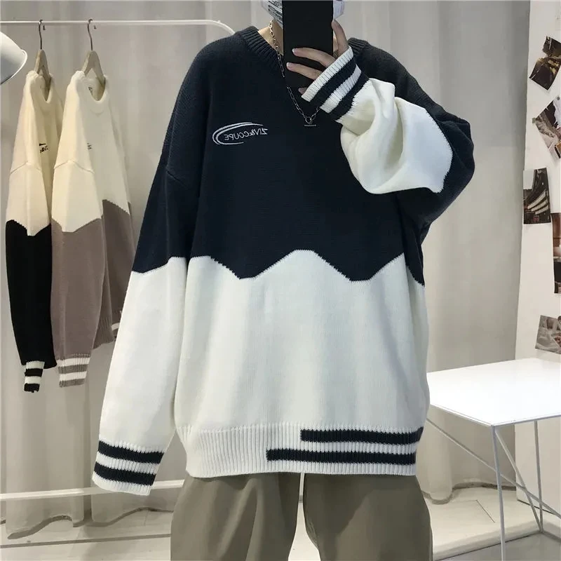 2024 New Spring And Autumn Sweater Korean Edition Men's Handsome Travel Shopping Loose Knitwear Long Sleeved Couple Sweater