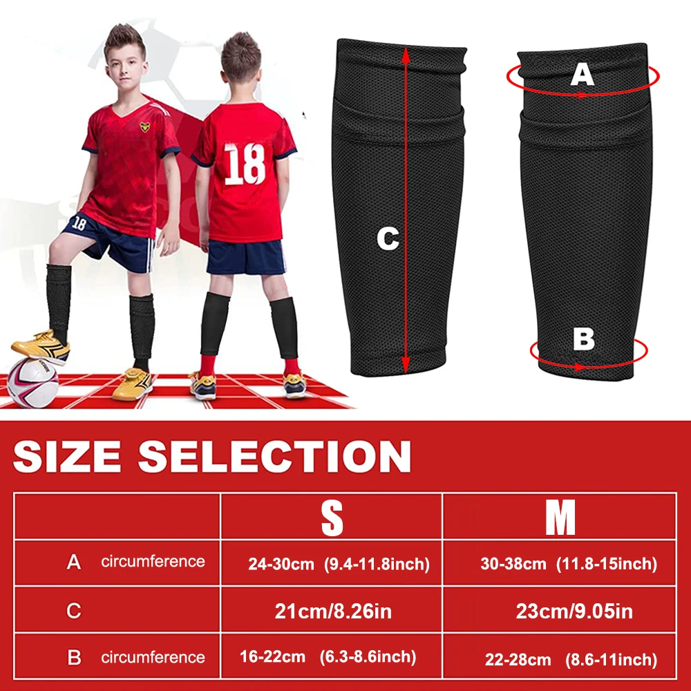 Shin Guard Pads Soccer Shin Guards Calf Compression Sleeves Calf Compression Sleeve 1 Pair Kids Soccer Shin Guard Sock Leg Performance Support Football Compression Calf Sleeves Pocket Holding Shin Pads