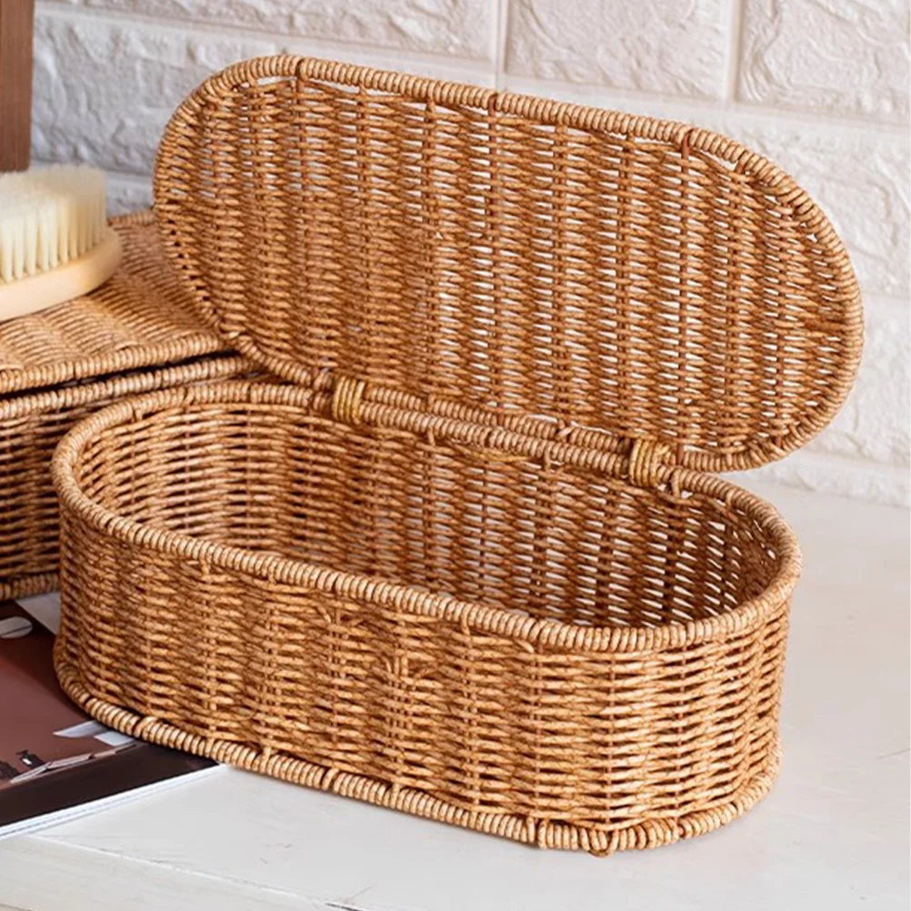 

Desktop Imitation Rattan Box Pastoral Style Storage Basket Hand Woven Gift Box