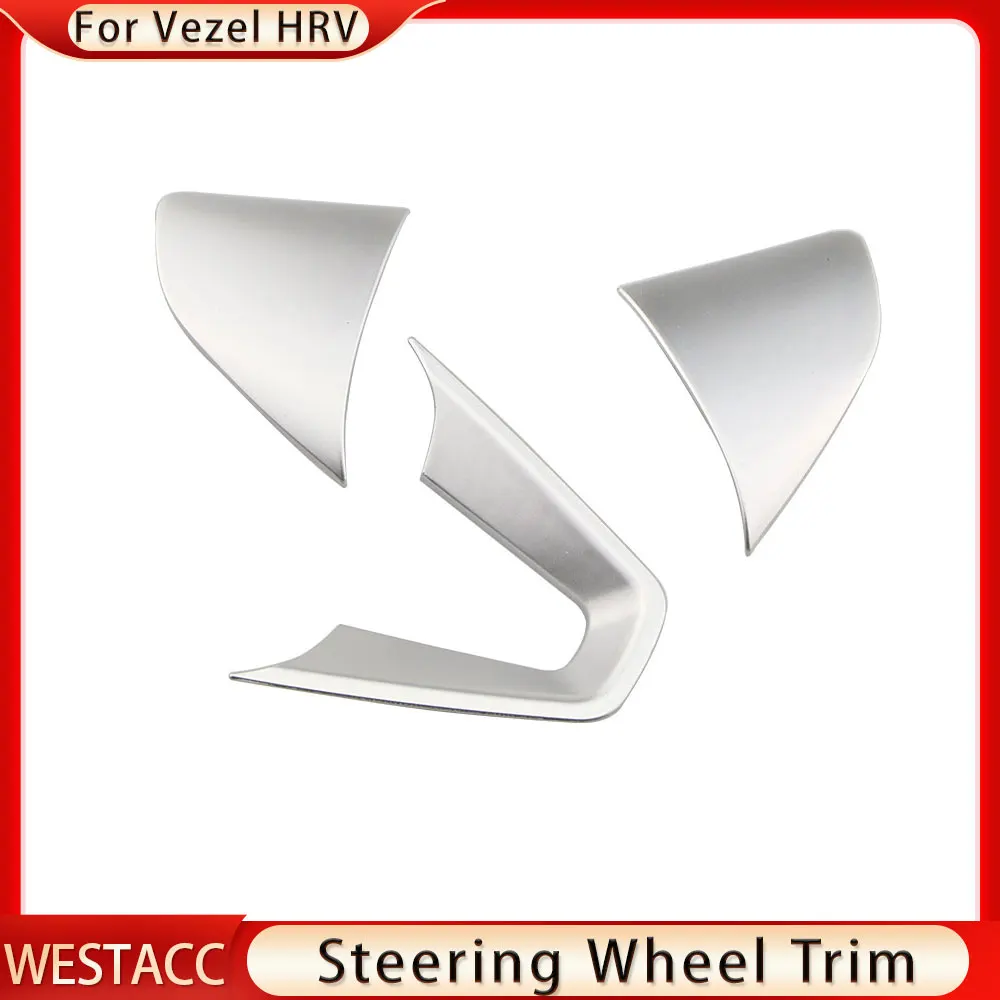 3 개/대 자동차 인테리어 스티어링 휠 커버 장식 스티커 트림 혼다 HRV HR-V Vezel 2014 - 2020 스타일링 액세서리