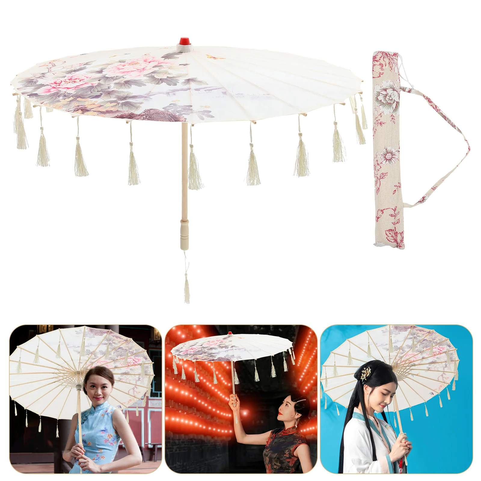 

Oil Paper Umbrella Decor Party Festival Held Goth Clothes Photo Classical Tassel Dance Prop Portable Bride