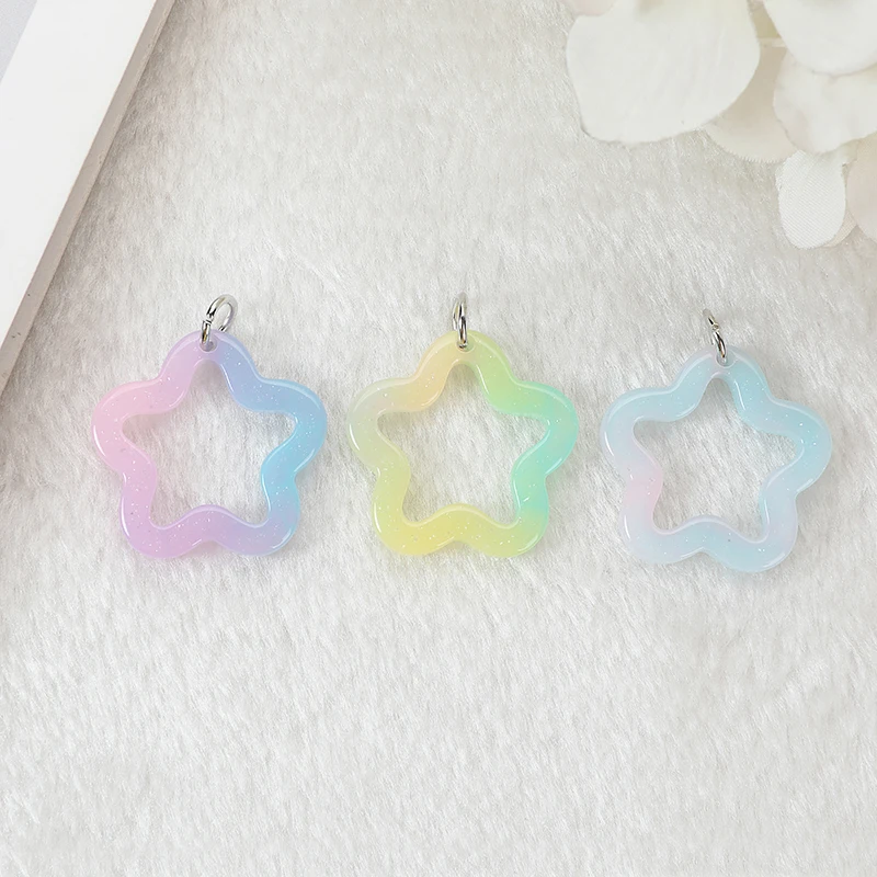 32Pcs Star Charms Flatback Harz Cabochons Keychain Anhänger Ohrringe Diy Machen Zubehör – Detail 2