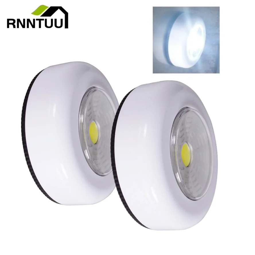 LED Touch Control Night Light Round Lamp Under Closet Push
