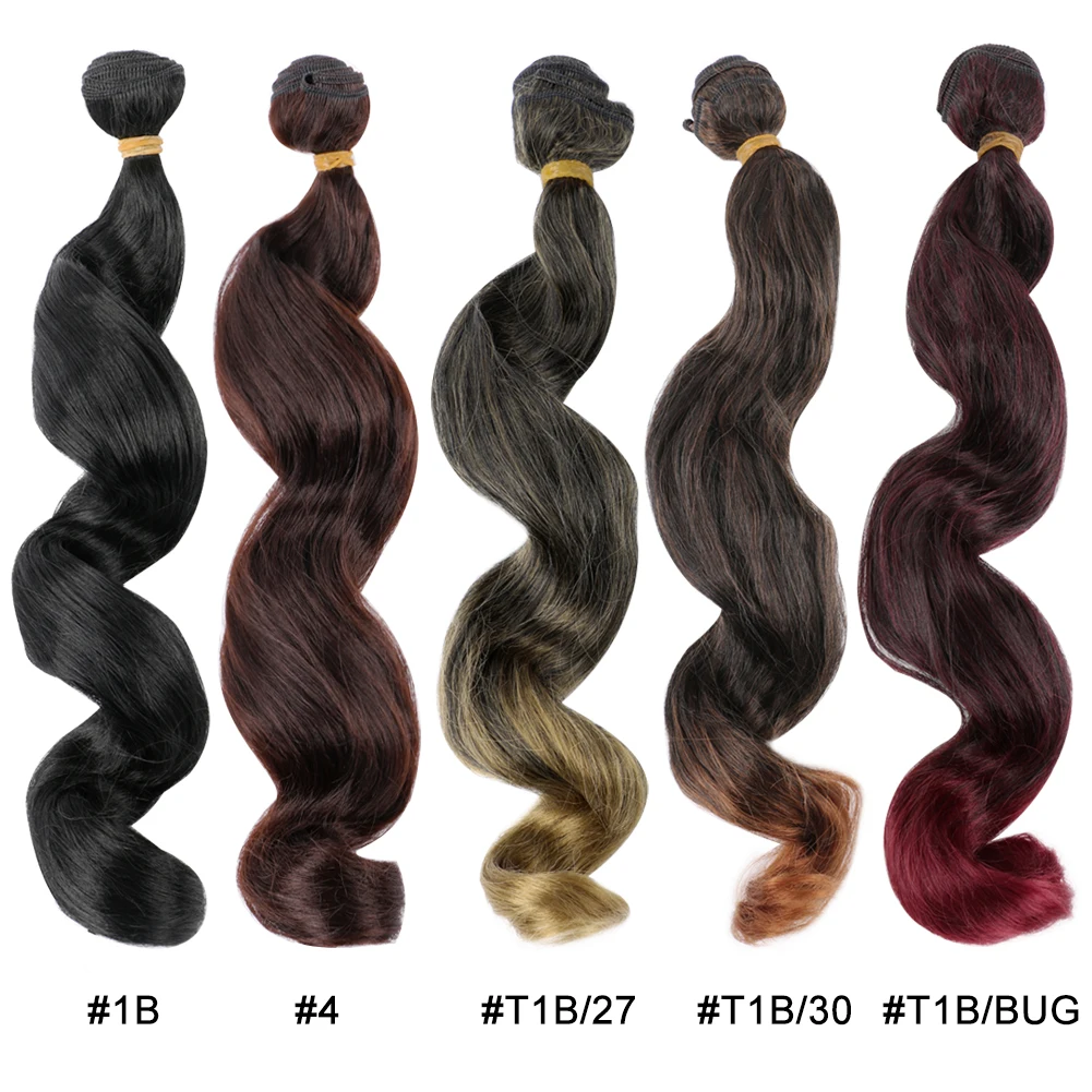 Belle Show Loose Deep Wave Bundles Synthetic Hair Body Wave Bundles 6 Hair Extensions 14 18 Inch for Black Women