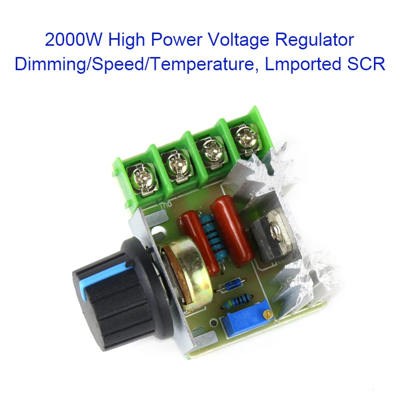 

1 PCS AC 220V 2000W Thyristor Regulator Dimming Dimmer Motor Speed Controller Thermostat Electronic Regulator Module