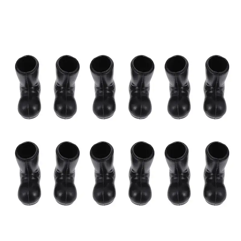 12pcs Miniature Christmas Santa Boots Christmas Snowman Boots Black Plastic Model Diy Crafts Dressing Accessories