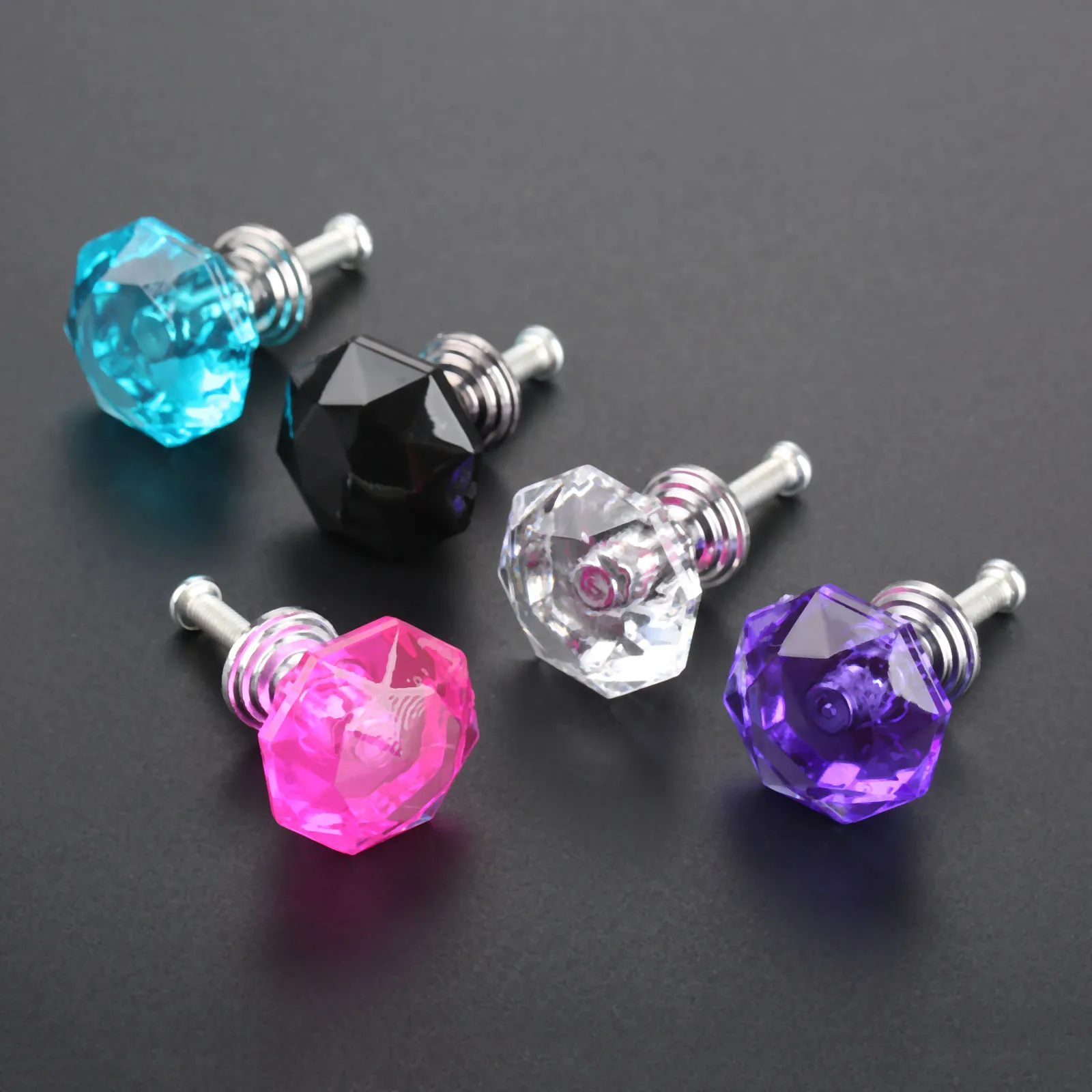 Furniture Knobs 24mm Diamond Crystal Cabinet Door Knob Drawer Cupboard Wardrobe Pull Handle Transparent Mini Knobs and Handles