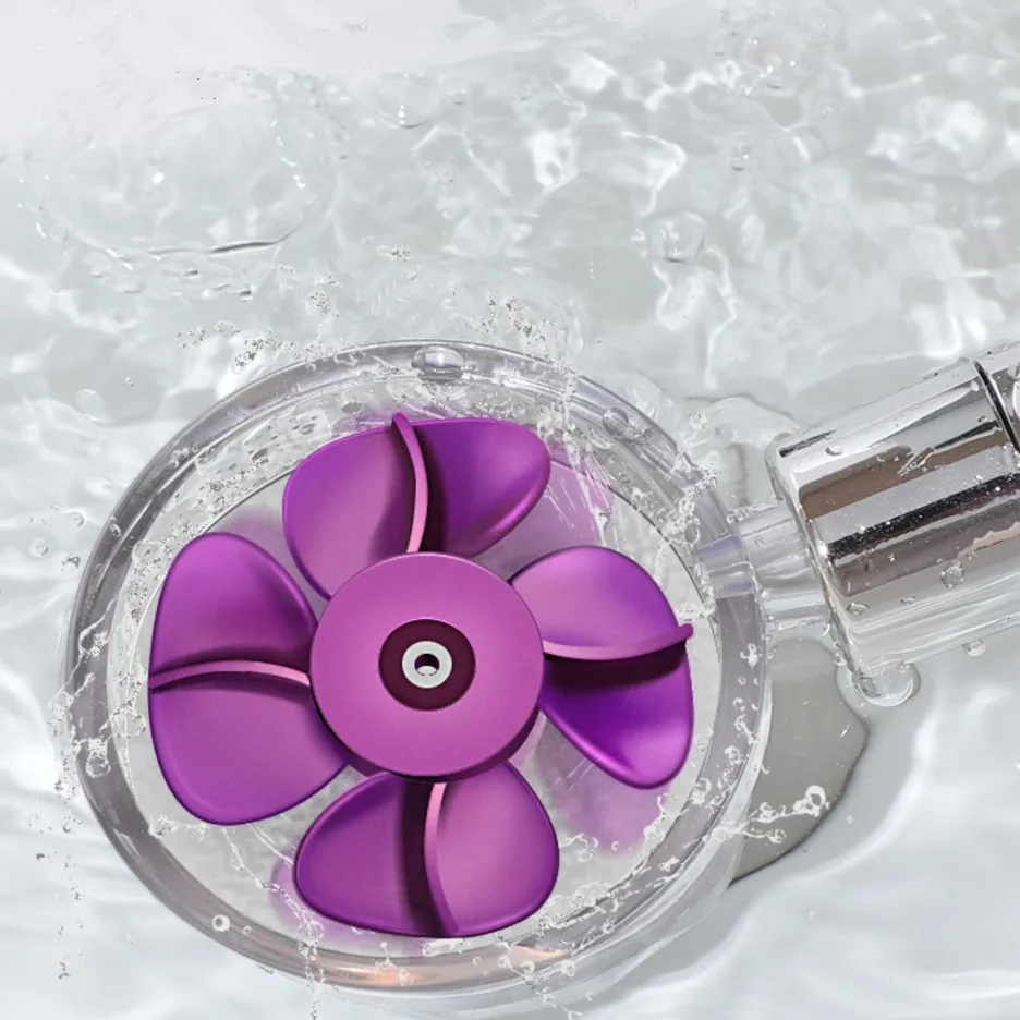 Shower Head Water Saving Flow 360 Degrees Rotating with Turbine Small Fan Rain High Pressure Spray Nozzle Bathroom Accessories shower head