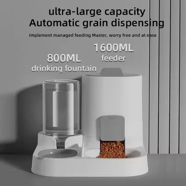 Automatic Cat Dog Feeder And Water Dispenser Combo Large Capacity Gravity Pet Food Water Feeder For Small Medium Pets