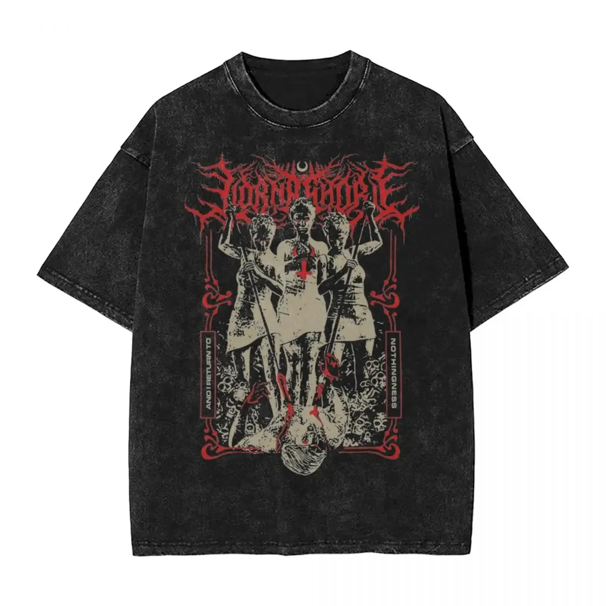 Lorna Shore Pierced Of The Abyss T Shirt Hip Hop Washed Short Sleeve Harajuku T-Shirts for Men Women Tops Streetwear Summer Tees men t shirts
