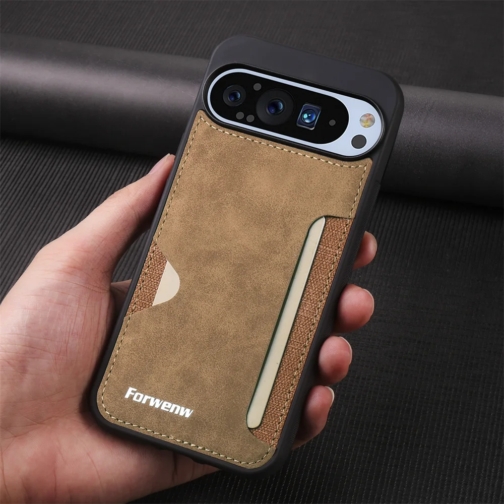 Vintage Leather Card Holder Wallet Phone Case - Retro Design