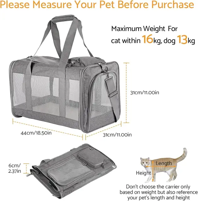 Airline Approved Soft Pet Carrier for Cats & Dogs – Breathable Travel Bag with Support Board 3
