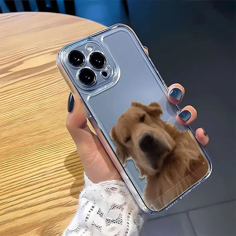 Funny Golden Retriever Clear Phone Case For iPhone 16 15 11 12 14 13 Pro Max Mini X XSMax XR 7 8 Plus SE4 16e Silica Cover Funda 4
