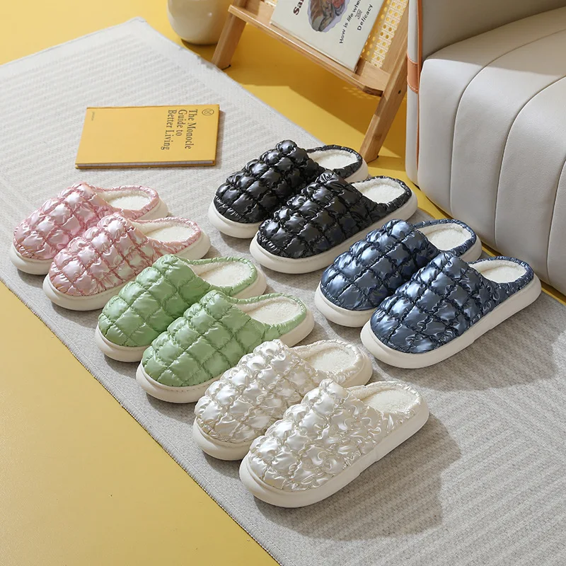 

2022 зимние теплые домашние комнатные тапочки для пар, женские и мужские тапочки, Осенняя обувь на плоской подошве для спальни, женская обувь