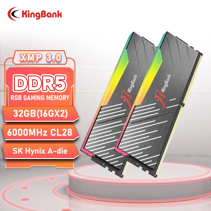 KingBank DDR5 16GB×2セット 6000MHz メモリー KingBank ブランドシリーズ DDR5 RGB RAM メモリ DDR5 RAM PC 16