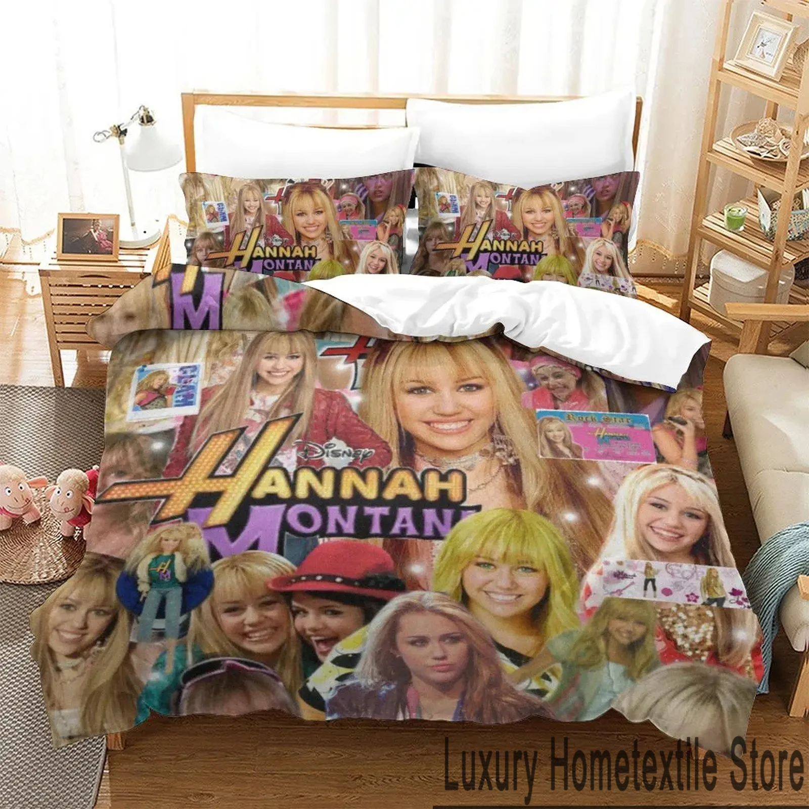3D Print Hannah Montana Bedding Set Boys Girls Twin Queen King Size Duvet Cover Pillowcase Bed boys Adult Home Textileextile 4