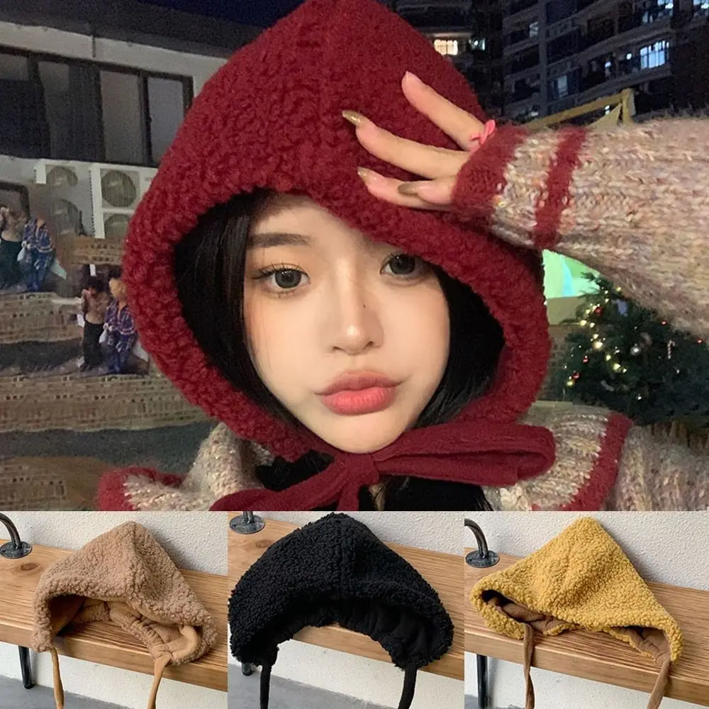 

Lace-up Knitted Caps Japanese Knitted Ear Protection Tie Knitted Hat Warm Women's Hats Autumn Winter