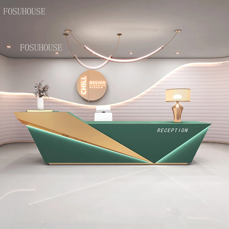 Simple Modern Company Beauty Salon Reception Desks Barber Shop Reception Desk Office Furniture Light Luxury Commercial Bar Table