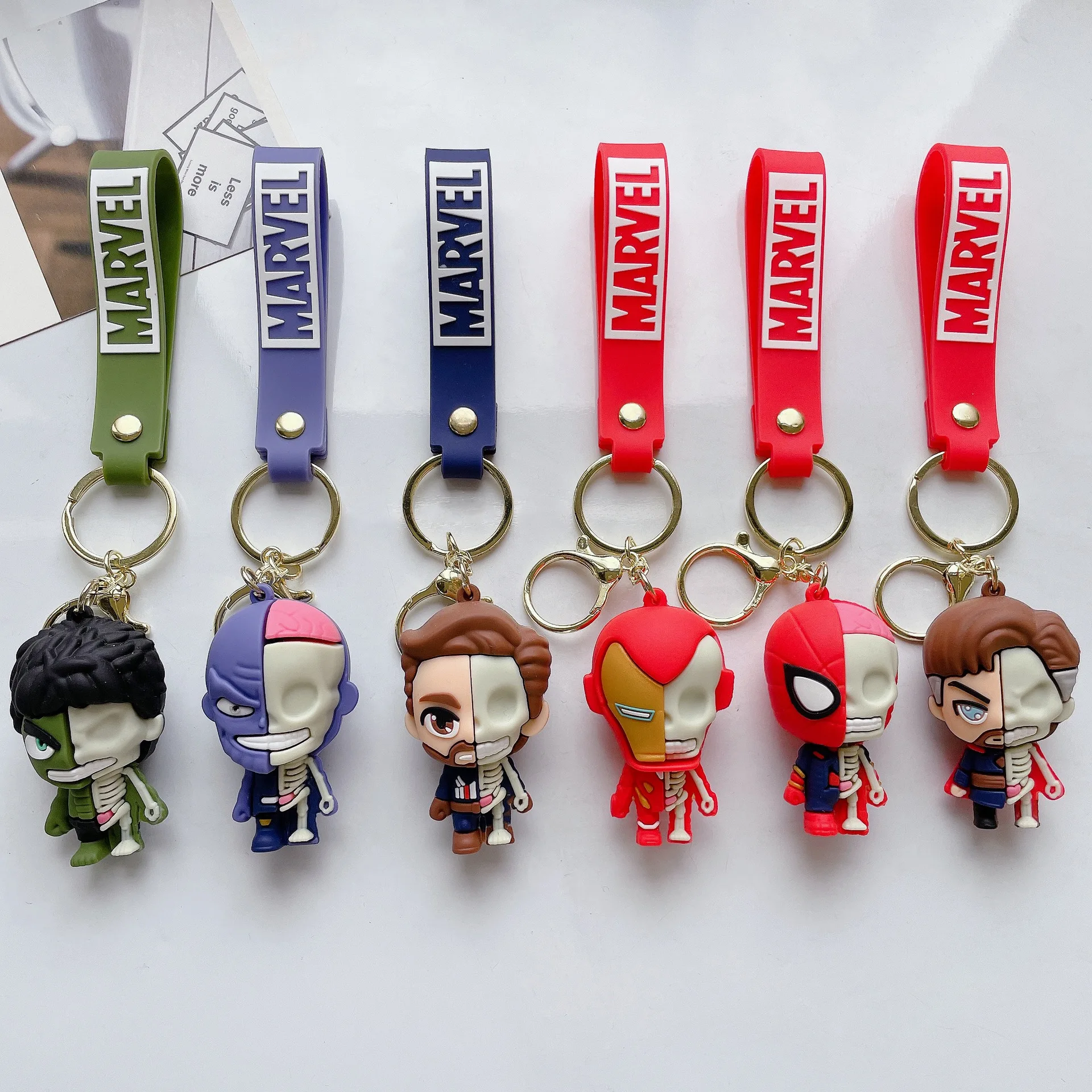 Marvel-Cartoon-The-Avengers-Keychain-Spiderman-Iron-Man-Captain-America ...