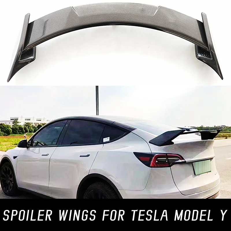 

Rear Trunk Lid Car Wings Ducktail Lip Spoiler For Tesla Model Y 2021 2022 2023 Black Carbon Printing Tuning Exterior Accessories