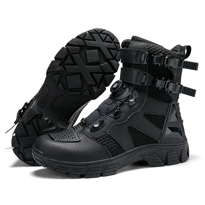 Vintage Motorcycle Boots Men Women Casual Motorcycle Shoes Black Touring Biker Boots Anti-slip Motocross Wear-resisting