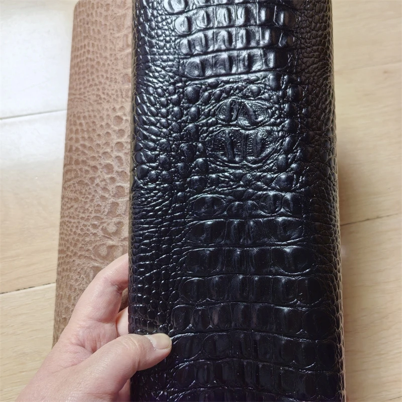 Leather Fabric Thickness About 1.0mm Black Alligator Cowhide. First Layer Leather. Real Leather Fabric. Handmade DIY Shoe Bag. Full-Sheet Cutti