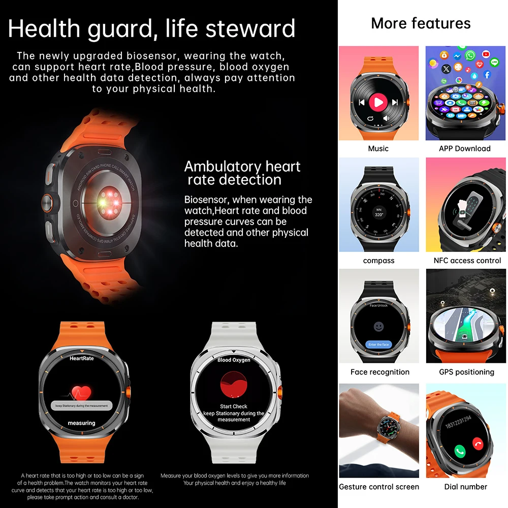 5G Full Netcom Smart Watch 480*480 Amoled Screen Display GPS