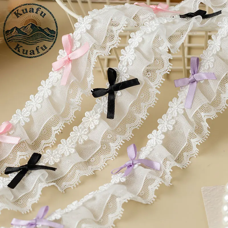 Elegant Bow Pleated Lace Ruffle Ribbon for DIY Crafts and Sewing Projects