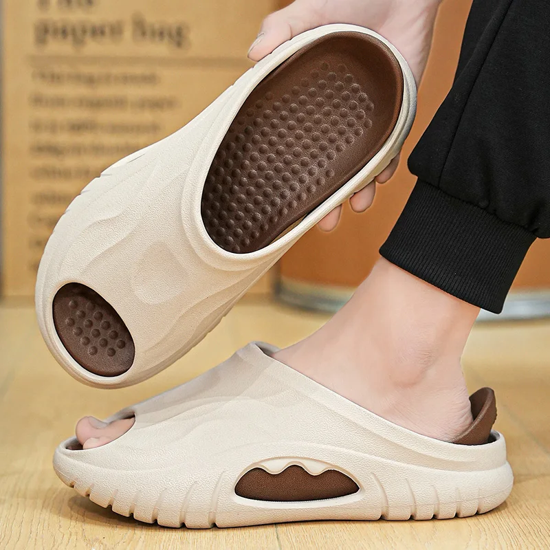 

Сандалии мужские с мягкой подошвой, удобные дышащие Модные Повседневные тапочки, Уличная обувь на толстой подошве, водонепроницаемая обувь без застежки, пляжная обувь, лето