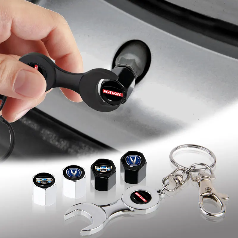 1pcs Metal Wrench Keychain And Car Tire Valve Cap For Chevrolet Cruze