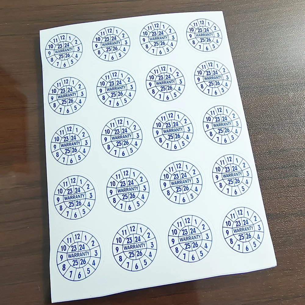 100pcs 20mm Expire Date Sticker Brittle Paper Warranty Void Label Repair Guanantee Valid Year Month Tamper Evident Security Seal