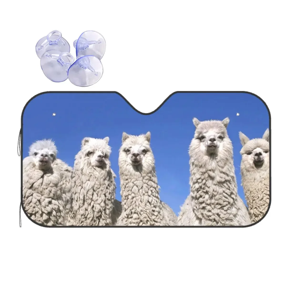 

Alpaca Llama Family Sunshade Windscreen Cute Animal Universal Car Front Windshield 76x140cm Car Sunshade Heat Reflector