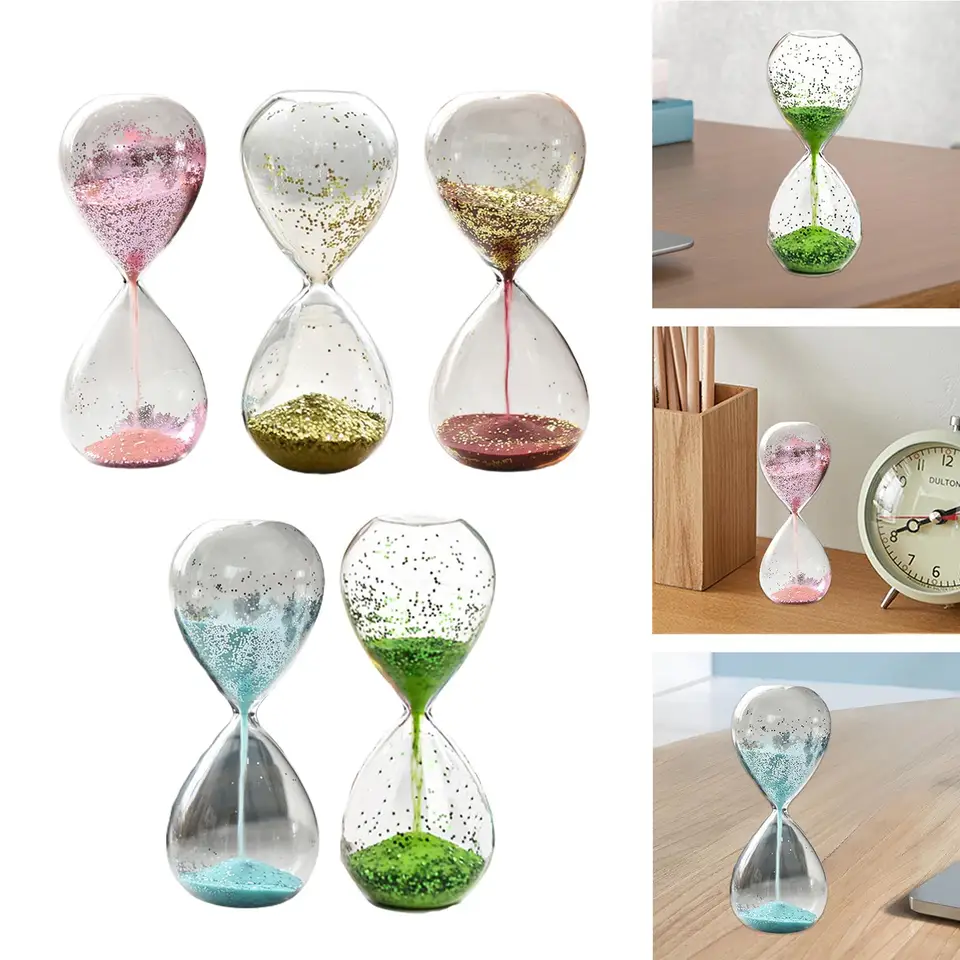 Vulbare zandloper timer, zwart houten frame decoratieve zandtimer (lege