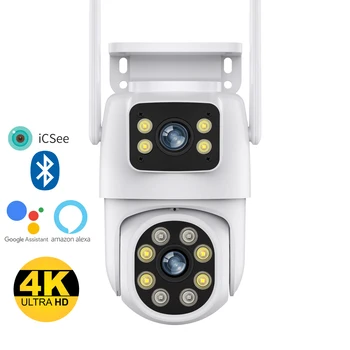 Gadinan 8MP 4K HD WiFi IP Camera Outdoor Dual Lens Screen PTZ Auto Tracking POE Security Video Surveillance CCTV Alexa iCSEE 1