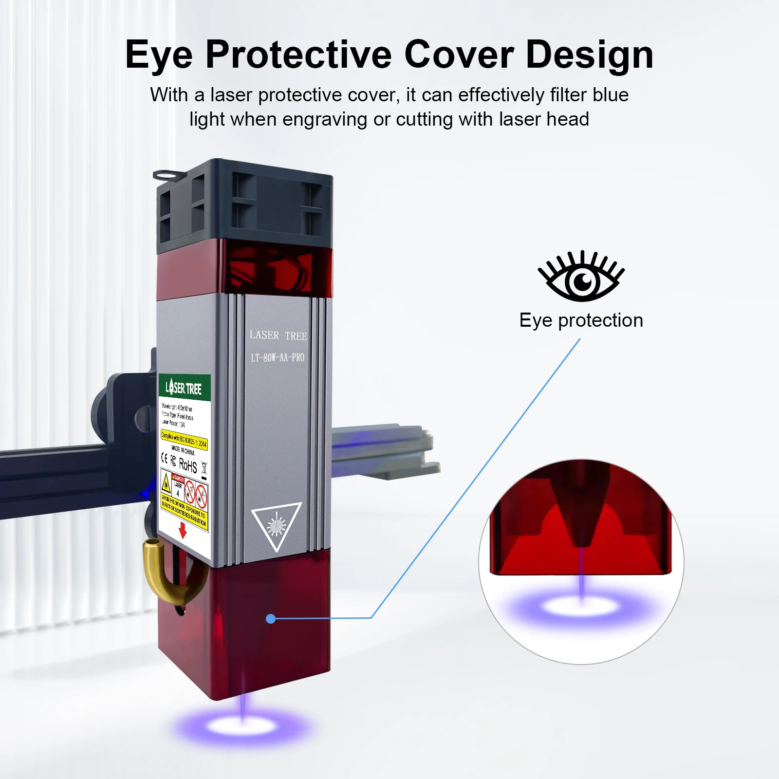 LASER TREE Laser Module 10W Optical Power with Air Assist Laser Head 450nm TTL Blue Light for Engraver Cutting Wood Tools