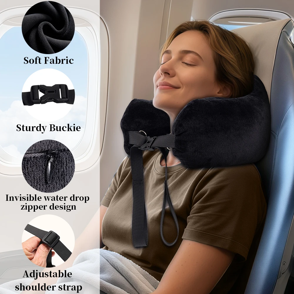 Travel Pillow Adjustable U-Shaped Neck Pillow Washable Multi-Functional Fillable Portable Case For Airplane