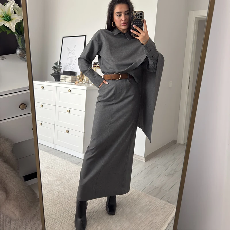 Vintage Grey Blazer Suit Set Image 3