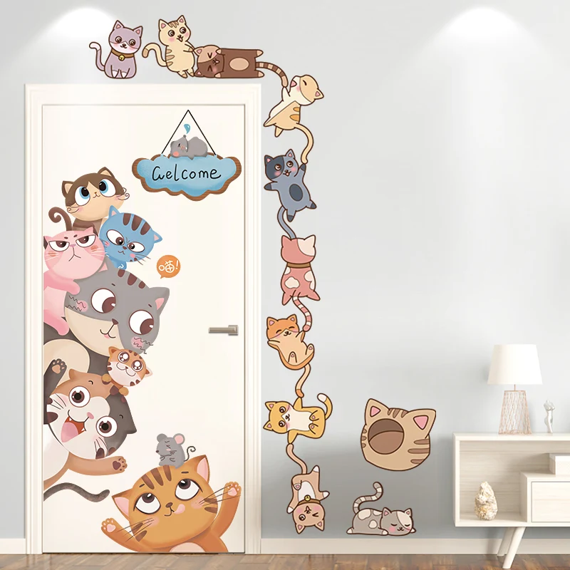 

[SHIJUEHEZI] Cats Wall Sticker DIY Animals Wall Decals for Kids Room Baby Bedroom Kindergarten Nursery Door Home Decoration