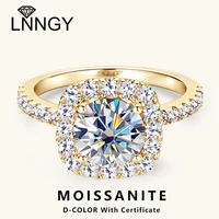 Lnngy 8mm 2ct Moissanite Halo Ring Certified 925 Sterling Silver Engagement Rings For Women Girls Wedding Party Jewelry Gift