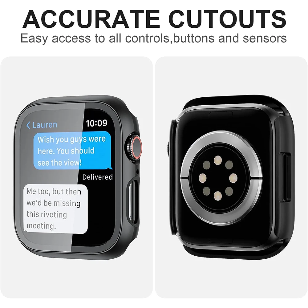 Tempered Glass Screen Protector Case Cover For Apple Watch