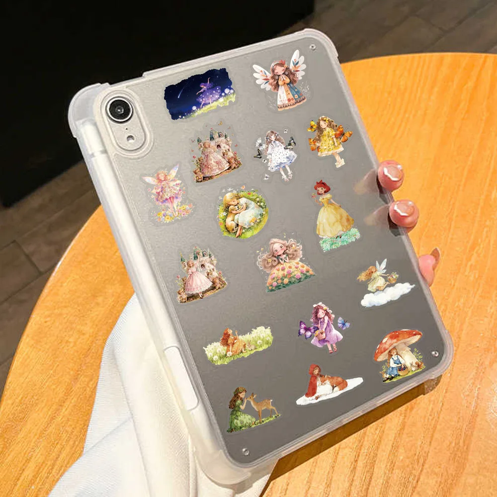 50개 동화 공주 PET 스티커 데칼 노트북, 여행 가방, 스케이트보드, 기타 DIY 미학 투명 스티커