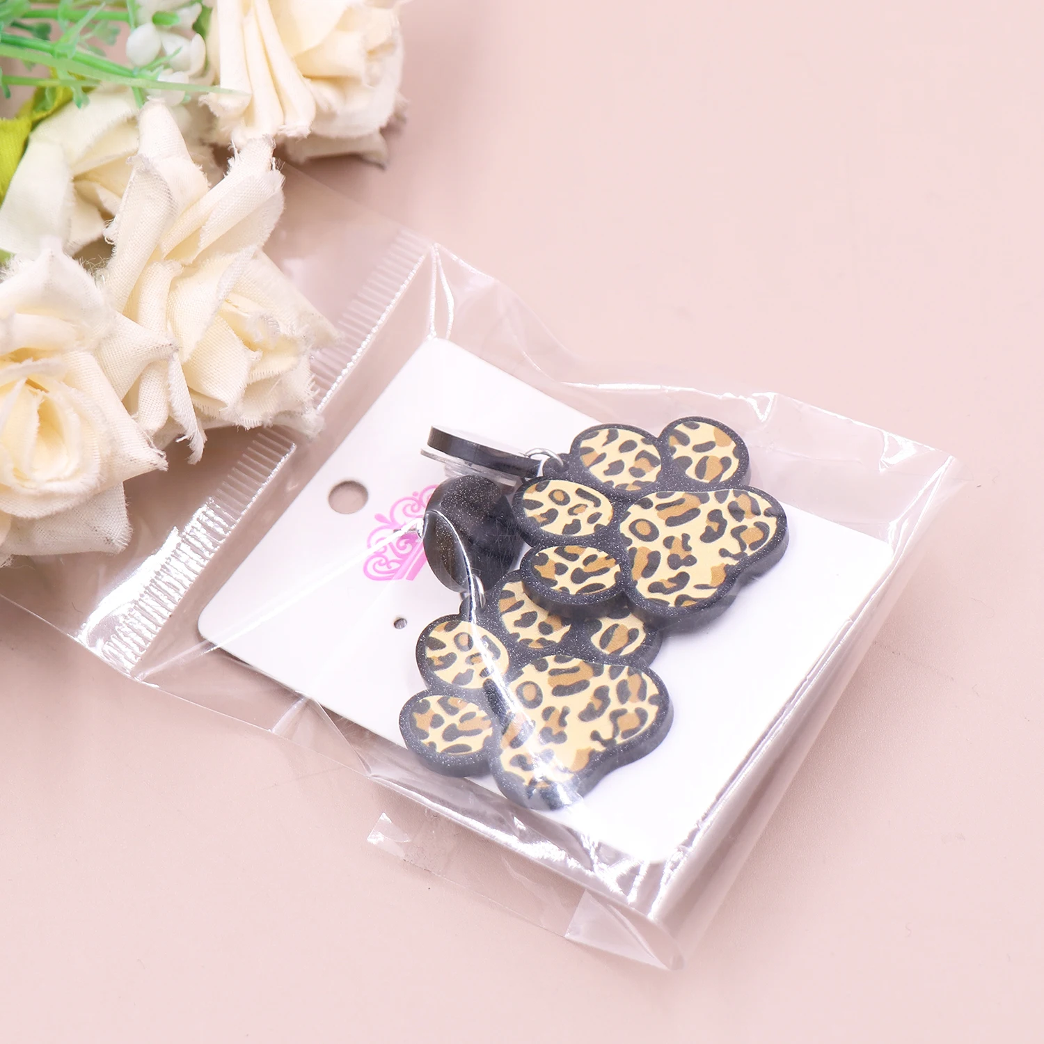 1pair New product CN Drop Leopard print dog paw TRENDY Acrylic stainless steel earrings Jewelry for women - Image 6
